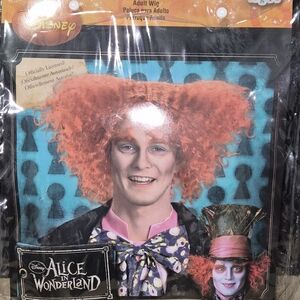 Disney Alice in Wonderland Red Curly Mad Hatter Wig